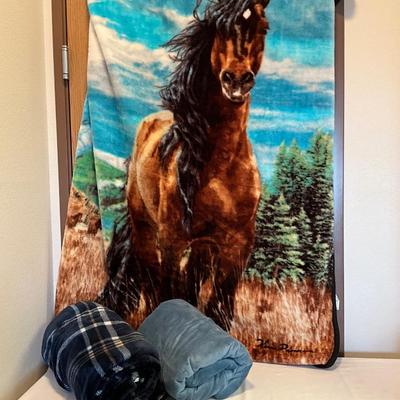 3 soft throws, Horse by Kim Penney,