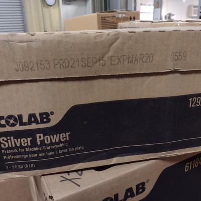 Set of 2 Boxes Ecolab Silver Power Presoak Machine Warewashing 2-8lb New in Box