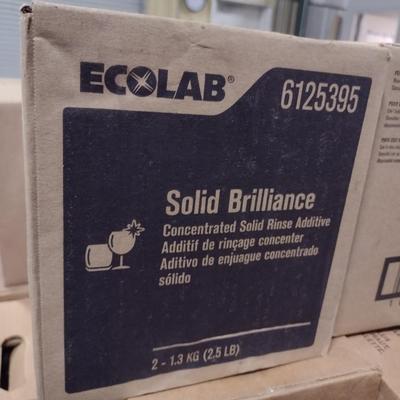 Set of 2 Boxes Ecolab Solid Brilliance Concentrated Solid Rinse Additive 2 Ct. 2.5lb New in Box