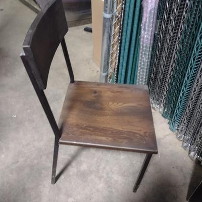 Set of 5 Solid Wood Seat and Back with Metal Frame Commercial Grade Chairs