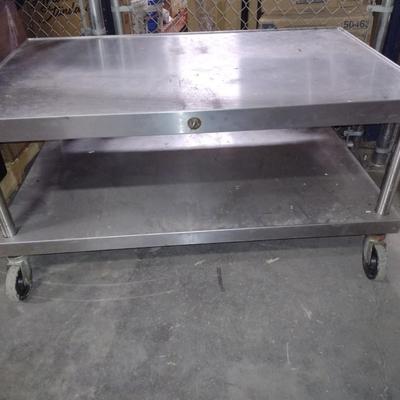 Stainless Commercial NSF Double Shelve Mobile Worktable