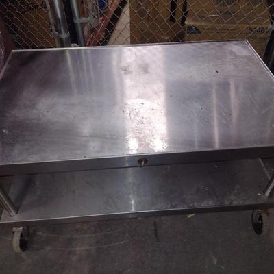 Stainless Commercial NSF Double Shelve Mobile Worktable
