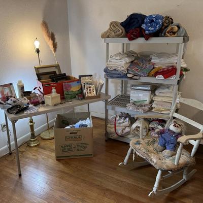 Linens, frames, cards lot