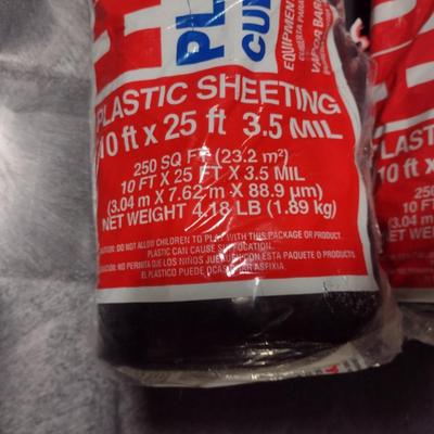 Pair of Husky Brand Plastic Sheeting New in Wrap 10'x25' 3 MIL.