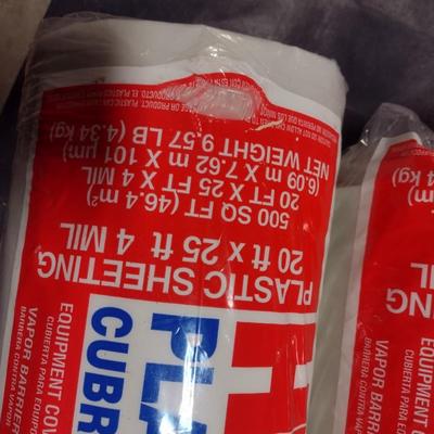 Pair of Husky Brand Plastic Sheeting New in Wrap 20'x25' 4 MIL. Choice B