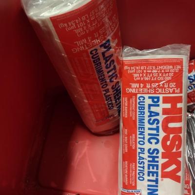 Pair of Husky Brand Plastic Sheeting New in Wrap 20'x25' 4 MIL. Choice A