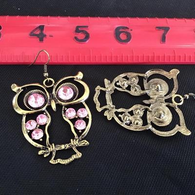 Pink Owl Chunky Earrings