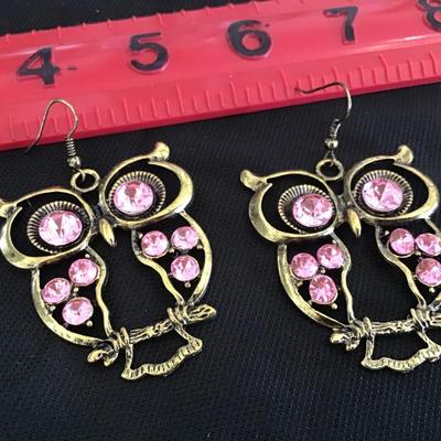 Pink Owl Chunky Earrings