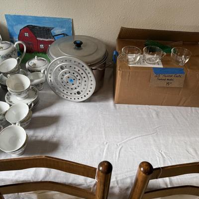 Bar stools & china lot