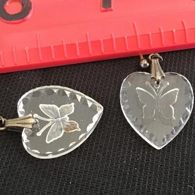 Glass Butterfly Earrings. Vintage