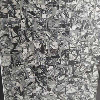 Framed Black and white modern art with close up artwork of cans