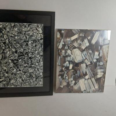 Framed Black and white modern art with close up artwork of cans