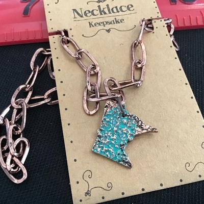 Minnesota Map Brass Necklace