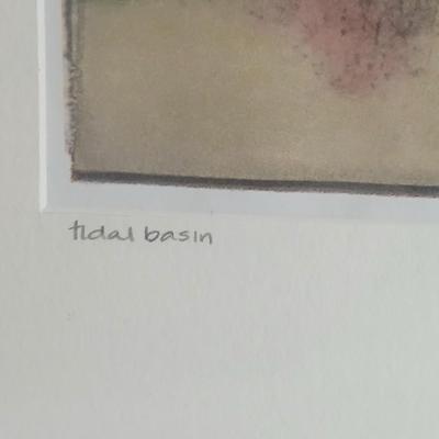 Tidal Basin Cherry tree blooms - signed artwork by Cherle Lester and another framed artwork of up close up dragon fly by Linda Plaistad