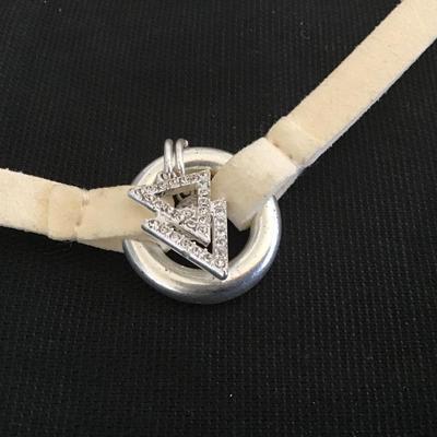 Rhinestone White Leather Type Bracelet