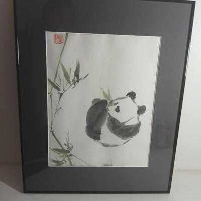 Chinese scroll painting - original watercolor - Panda bear