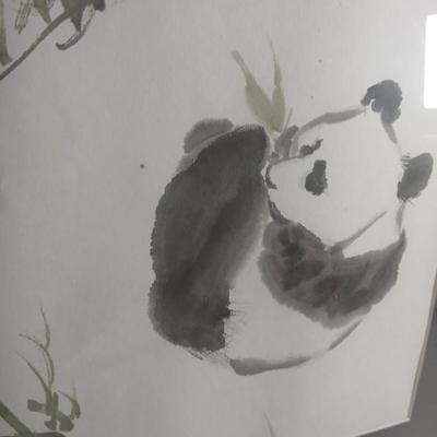 Chinese scroll painting - original watercolor - Panda bear