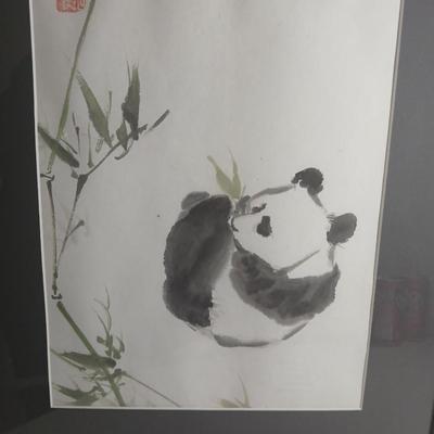 Chinese scroll painting - original watercolor - Panda bear