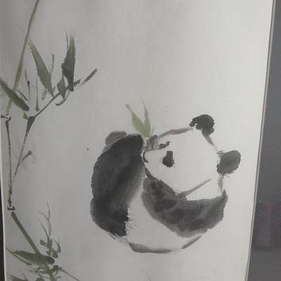 Chinese scroll painting - original watercolor - Panda bear