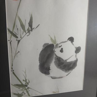 Chinese scroll painting - original watercolor - Panda bear