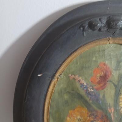 Two matching Antique original paintings in antique oval frames