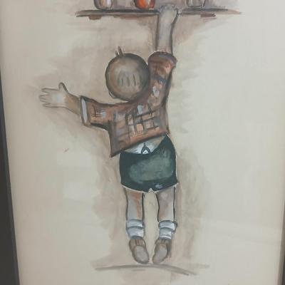 Wall art - Two framed Hummel inspired pictures - Original watercolor paintings by Sandra Thurlow