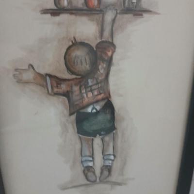 Wall art - Two framed Hummel inspired pictures - Original watercolor paintings by Sandra Thurlow