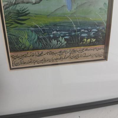Wall art - three framed bird pictures - from India -
