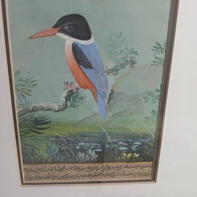 Wall art - three framed bird pictures - from India -