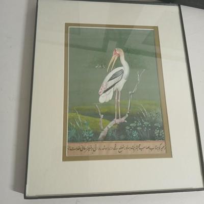 Wall art - three framed bird pictures - from India -