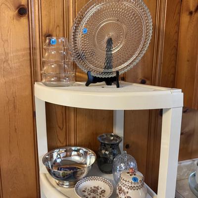 Stoneware & colored glass lot