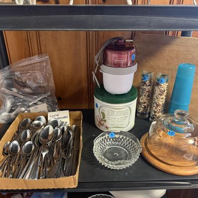 Trashcan, stool, kitchen serving lot