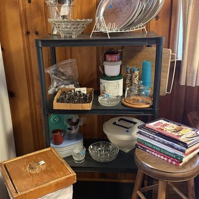 Trashcan, stool, kitchen serving lot
