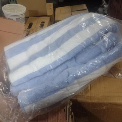 Commercial Bath Towels New in Package Blue Stripe 2doz.total