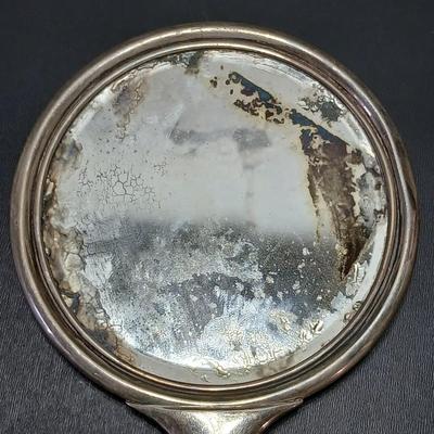 Antique, early 20th century Gorham STERLING SILVER 26 art Nouveau rose repoussé Hand Mirror