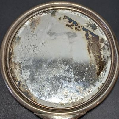 Antique, early 20th century Gorham STERLING SILVER 26 art Nouveau rose repoussé Hand Mirror