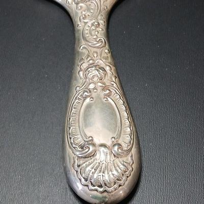 Antique, early 20th century Gorham STERLING SILVER 26 art Nouveau rose repoussé Hand Mirror