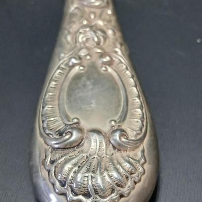 Antique, early 20th century Gorham STERLING SILVER 26 art Nouveau rose repoussé Hand Mirror