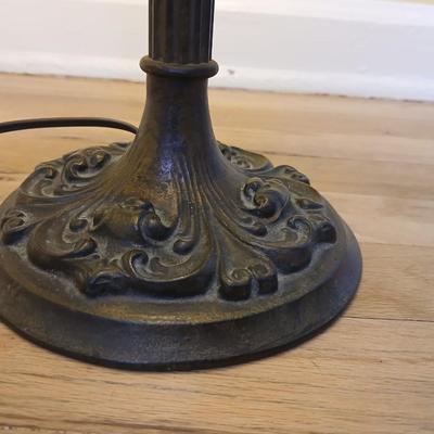 Antique 1920's H.J Peters co. Chicago slag glass shade table lamp