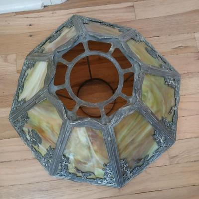 Antique 1920's H.J Peters co. Chicago slag glass shade table lamp