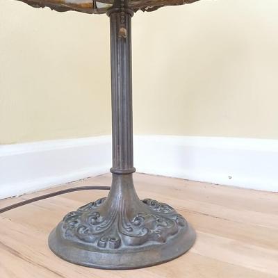 Antique 1920's H.J Peters co. Chicago slag glass shade table lamp