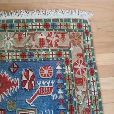 Beautiful vintage handmade Tibetan yak hair rug / carpet 67" x 37"