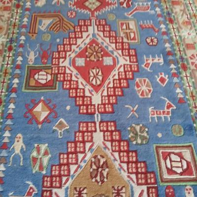 Beautiful vintage handmade Tibetan yak hair rug / carpet 67" x 37"