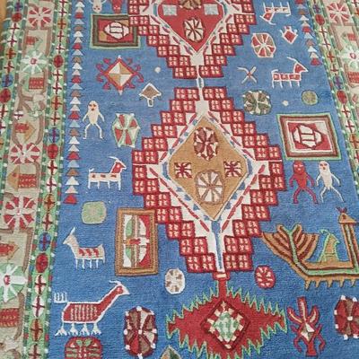 Beautiful vintage handmade Tibetan yak hair rug / carpet 67" x 37"