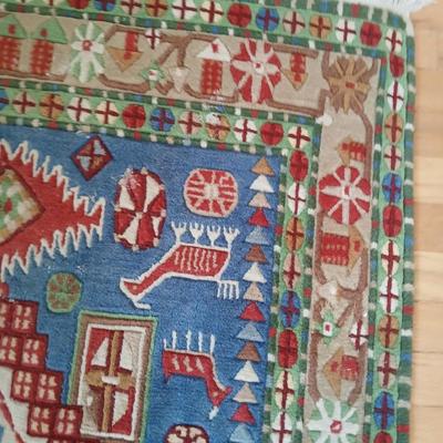 Beautiful vintage handmade Tibetan yak hair rug / carpet 67" x 37"