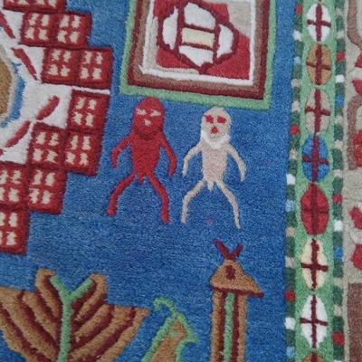Beautiful vintage handmade Tibetan yak hair rug / carpet 67" x 37"
