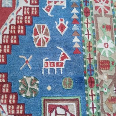 Beautiful vintage handmade Tibetan yak hair rug / carpet 67" x 37"