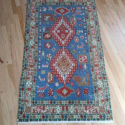Beautiful vintage handmade Tibetan yak hair rug / carpet 67" x 37"