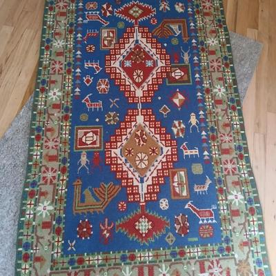 Beautiful vintage handmade Tibetan yak hair rug / carpet 67" x 37"