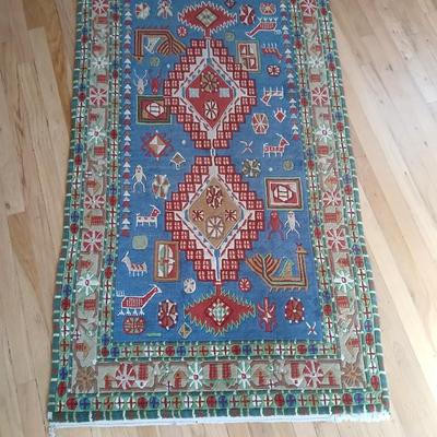 Beautiful vintage handmade Tibetan yak hair rug / carpet 67" x 37"